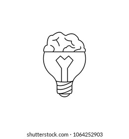 brain lamp icon. Element of idea and solutions for mobile concept and web apps. Thin line  icon for website design and development, app development. Premium icon on white background