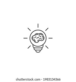 Brain in lamp icon isolated on white 