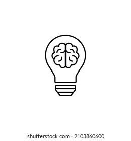 Brain and lamp, idea, brainstorming  simple thin line icon vector illustration. For web and mobile UI UX