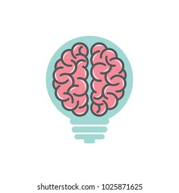 Brain lamp logo design 