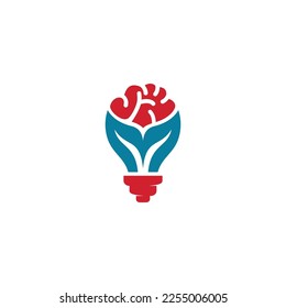 diseño del logo del vector de la lámpara cerebral. logotipo del árbol cerebral.