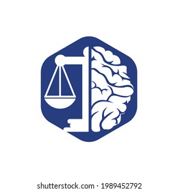Diseño del logotipo del vector de la ley del cerebro. El concepto de logotipo de una firma de abogados inteligente.