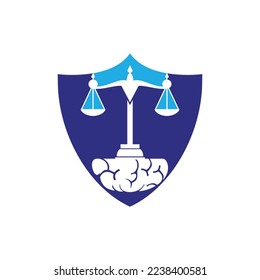 Diseño del logotipo del vector de la ley del cerebro. El concepto de logotipo de una firma de abogados inteligente.