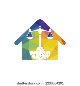 Diseño del logotipo del vector de la ley del cerebro. El concepto de logotipo de una firma de abogados inteligente.
