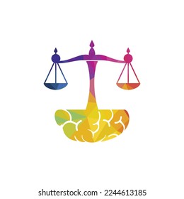 Diseño del logotipo del vector de la ley del cerebro. El concepto de logotipo de una firma de abogados inteligente.