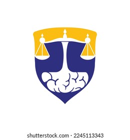 Hirngesetz, Vektorlogo-Design. Logo für intelligente Anwaltskanzlei