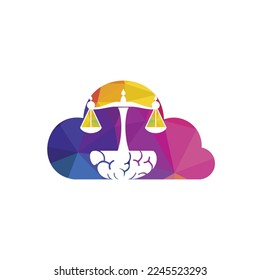 Diseño del logotipo del vector de la ley del cerebro. El concepto de logotipo de una firma de abogados inteligente.