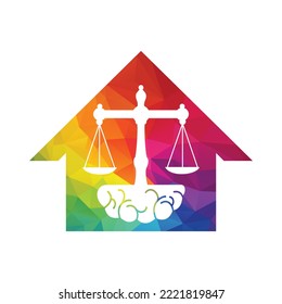 Brain Law Vector Template Design. Balance Icon On Brain Concept Design.	