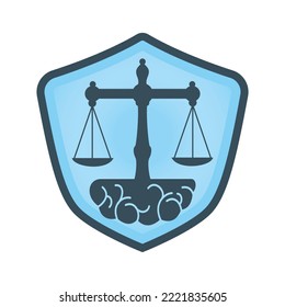 Brain Law Vector Template Design. Balance Icon On Brain Concept Design.	