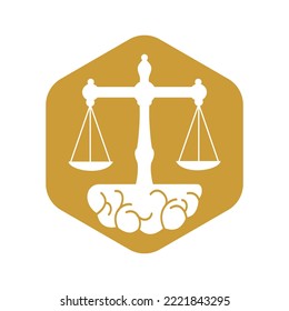 Diseño de plantillas de vectores de ley cerebral. Icono De Equilibrio En Diseño De Concepto Cerebro.	