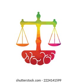 Brain Law Vector Template Design. Balance Icon On Brain Concept Design.