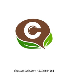 Brain Leaf Combination With Letter C,Elegant Minimalist Style Logo Design Editable