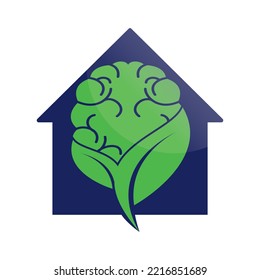 Brain and leaf logo combination vector design. Organic brain logo vector design.