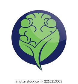 Brain and leaf logo combination vector design. Organic brain logo vector design.