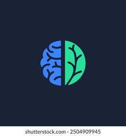 brain leaf logo design template