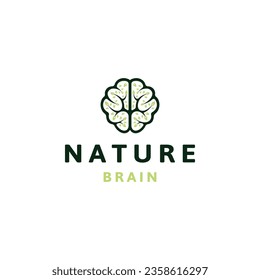 Brain leaf logo icon design template flat vector