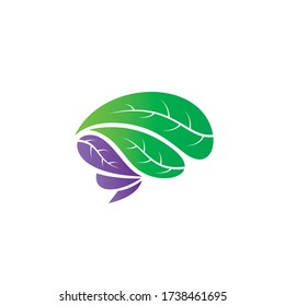 Brain leaf logo vector, suitable for medical, healthy, positive thinking, science, mind focus