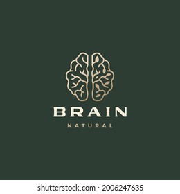 imagen de icono del vector de logotipo estético sofisticado de la hoja de cerebro