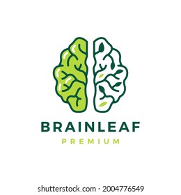 hoja de cerebro pensar inteligente logotipo de árbol natural gráfico icono