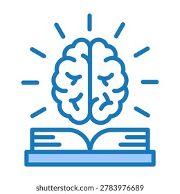 Brain Learning Icon Blue Dualtone Design Vector Illustration