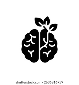 Brain with Leaves for Growth and Healing Symbolizing Mental Health