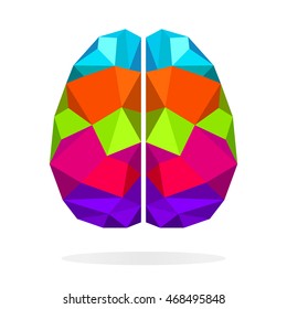 Brain left and right side creative concept. Colorful polygonal vector  background.