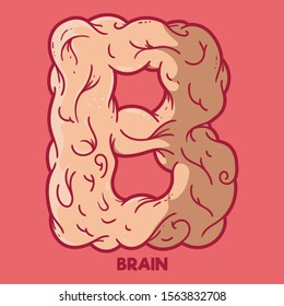 Brain letter vector illustration. Education, learning, abc design concept