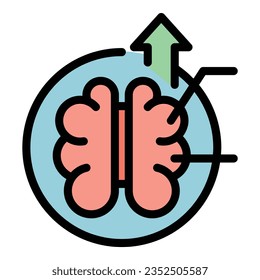 Brain level up icon outline vector. Culture business. Mission core color flat