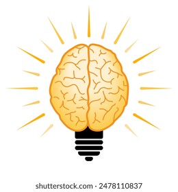 Brain light bulb clip art. vector illustration