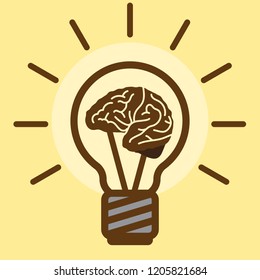 Brain in light bulb, creative thinking concept 