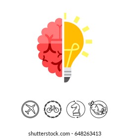 Brain and Light Bulb Icon