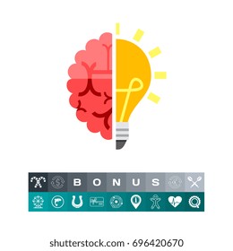 Brain and Light Bulb Icon