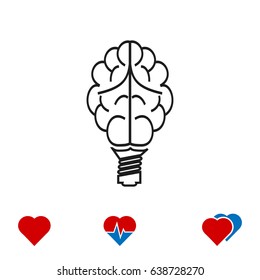 Brain Light bulb icon, best flat icon EPS