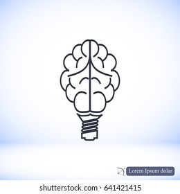 Brain Light bulb icon, best flat icon EPS