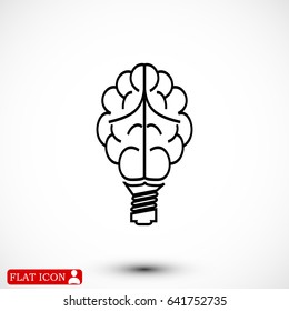 Brain Light bulb icon, best flat icon EPS