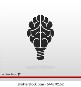 Brain Light bulb icon, best flat icon EPS