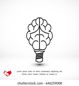 Brain Light bulb icon, best flat icon EPS