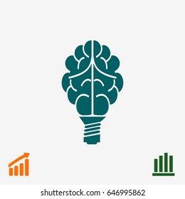 Brain Light bulb icon, best flat icon EPS