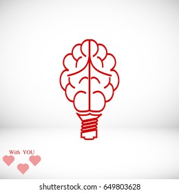 Brain Light bulb icon, best flat icon EPS