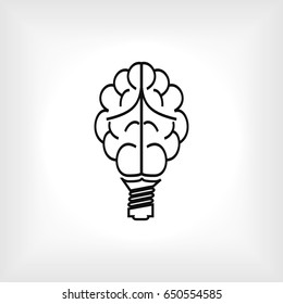 Brain Light bulb icon, best flat icon EPS
