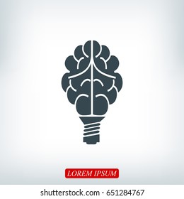 Brain Light bulb icon, best flat icon EPS