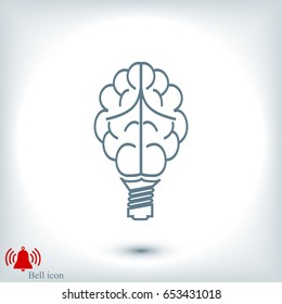 Brain Light bulb icon, best flat icon EPS