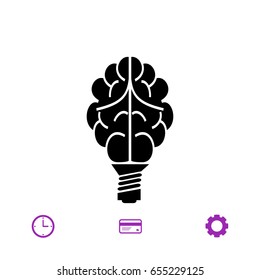 Brain Light bulb icon, best flat icon EPS