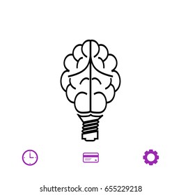 Brain Light bulb icon, best flat icon EPS