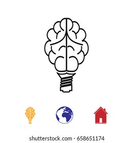 Brain Light bulb icon, best flat icon EPS