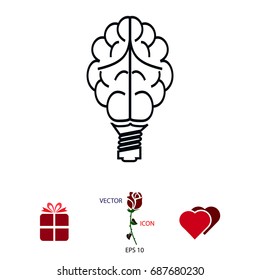 Brain Light bulb icon, best flat icon EPS