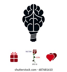Brain Light bulb icon, best flat icon EPS