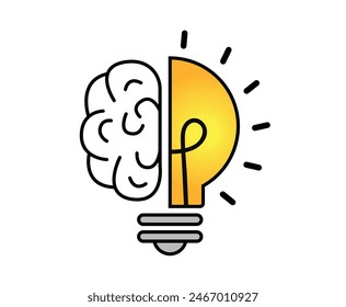 brain in light bulb icon, Creative idea and education concept, vector illustration 