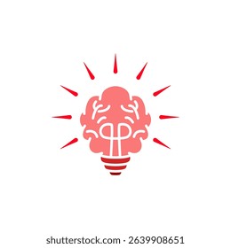 brain light bulb icon, simple flat style, vector illustration, symbol, design logo template pictogram, for ui or ux isolated on white for mobile app, editable