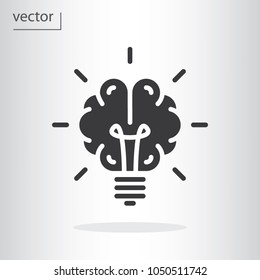 Brain light bulb icon - vector illustration EPS 10, flat design icon